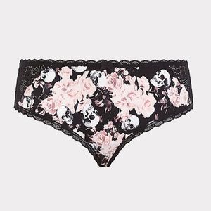 Graceful Skull Microfiber & Lace Hipster Panty